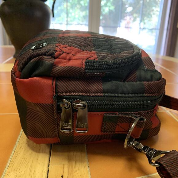 LUG Black & Red Buffalo Plaid Nylon MINI RANGER Crossbody Organizer - Picture 6 of 16